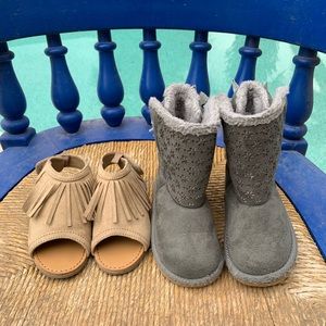 Little Girls Boots/Fringe Sandals, size 7
